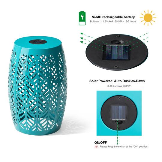 Glitzhome® 18.25" Multifunctional Solar Powdered Iron Leaf Cutout Garden Stool